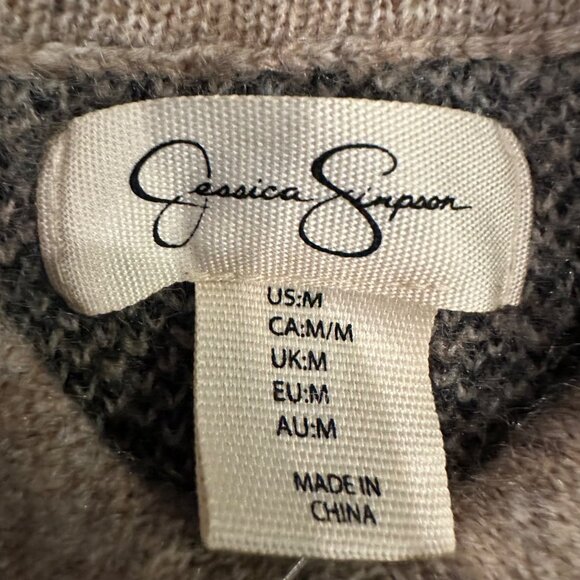 JESSICA SIMPSON TAN BLACK BUTTON SWEATER DRESS NEW MEDIUM - Picture 6 of 10